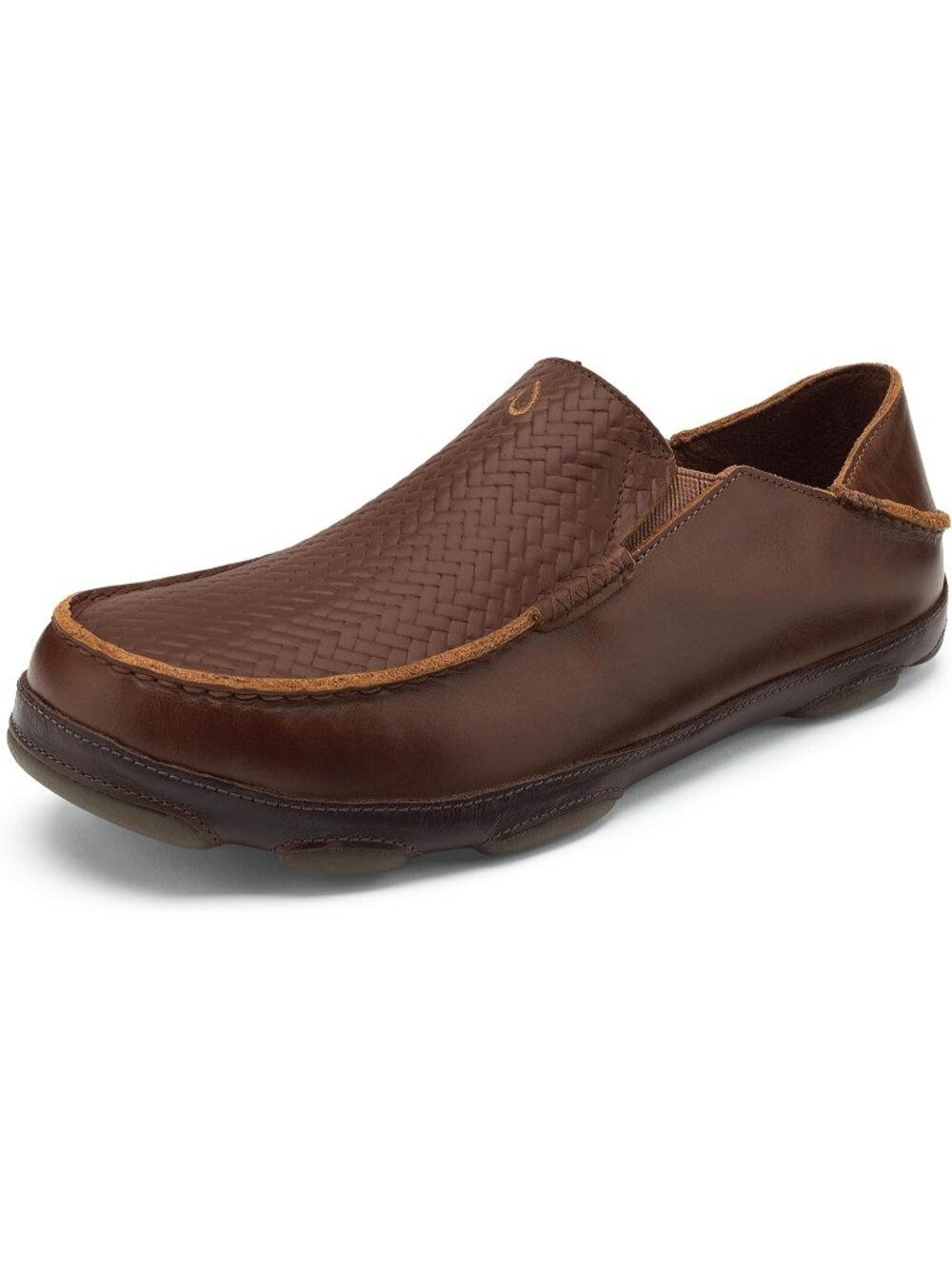 Men's Toffee Jawa Moc Toe Premium Leather Block Heel Comfortable Slip On Loafers